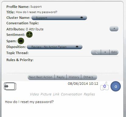 Processing Text Interactions Text Channels Interface SPAM Priority Sentiment Displays only the interactions tagged with the selected SPAM designation.
