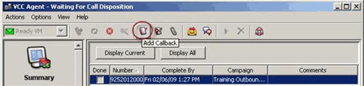 reminder. You can also create a callback reminder from the Contacts (CRM) screen.