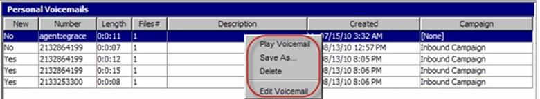 Processing Voicemail Managing Personal Voicemail Delete - You can remove the