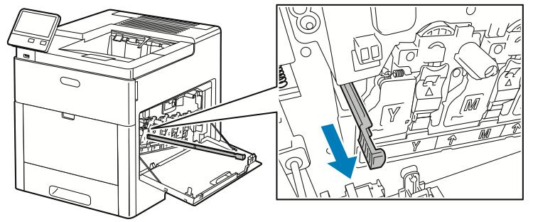 Maintenance 6. Remove the cleaning rod from inside the printer. 7.