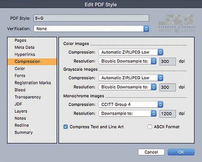 QUARK PDF CREATION STEP 3 The Compression tab is the most important part, making sure the information is set correctly.