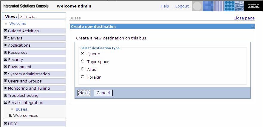 14. In the Create new destination page, select