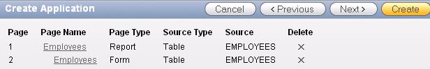 Notice that Action describes the type of page you are adding. b. Table Name: Click the up arrow, and then select EMPLOYEES. c. Implementation: Interactive d. Click Add Page.