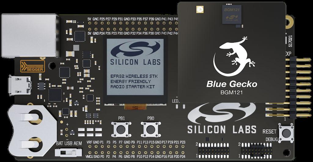 Hardware Overview 2. Hardware Overview 2.1 Hardware Layout The layout of the BGM121 Blue Gecko Bluetooth SiP Module Wireless Starter Kit is shown in the figure below.