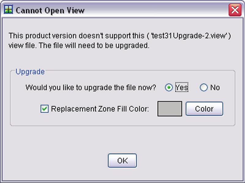 To upgrade to the i-vu Pro v6.0 application When you open an i-vu v3.1.view file in ViewBuilder, you are prompted to upgrade the graphic and select a fill color for the zone.