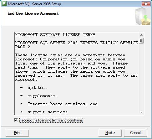 System Software Installation To install SQL Server 2005 Express Edition SP2: 1.