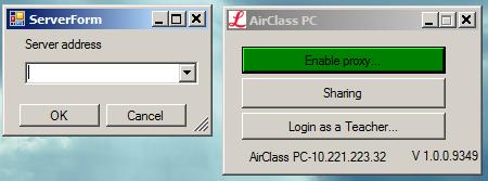 as an image source Click Enable proxy and input the IP address of the AirTeach PC