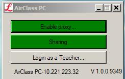 sharing the AirClass PC as a Teacher, click Login as Teacher and input the IP