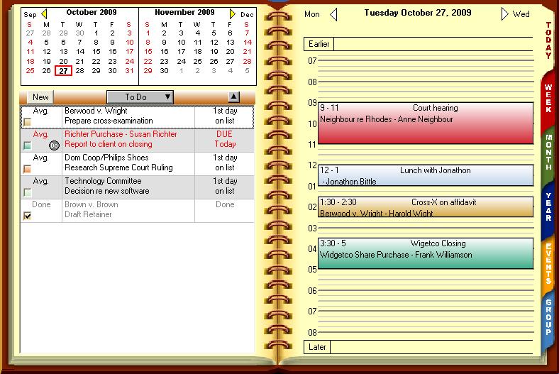 Event Display Color Based on Category The Amicus Calendar makes it easier to manage your practice.