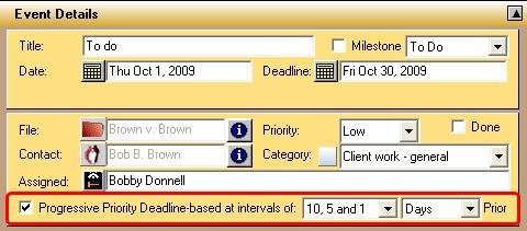 If the To Do has a Deadline, select the intervals at which its Priority level should increase relative to its Deadline.