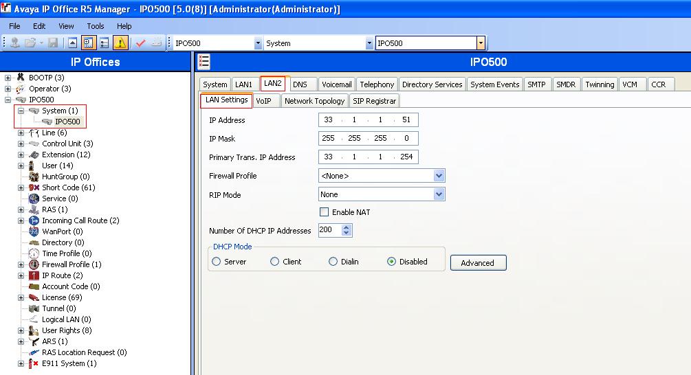 3.2 Obtain LAN IP Address From the configuration tree in the left pane, select System to display the IPO500 screen in the right pane.