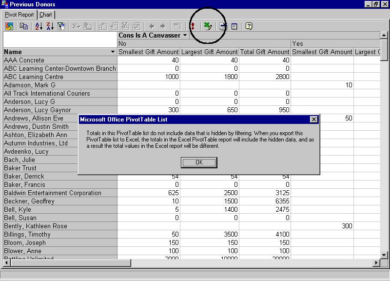P IVOT REPORTS 15 Exporting a pivot report to Excel 1. From an open pivot report, click Export to Excel on the toolbar.
