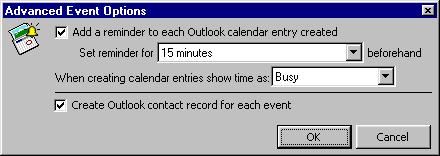 180 C HAPTER 17. If you have the optional module Event Management, you can specify that Outlook calendar entries be made from event records.