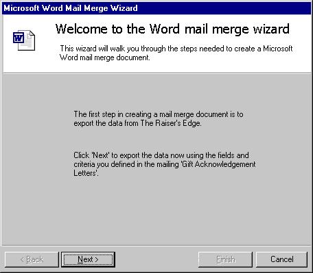 M AIL MERGE WITH MICROSOFT WORD 87 In this procedure, we edit the simple mail merge document for a Donor Acknowledgement Letter mail task in Mail.