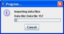 Figure 5 During the data import, a pop-up widget (as shown in Figure 6) will appear to show the current status of importing data files into the MIDAS environment.