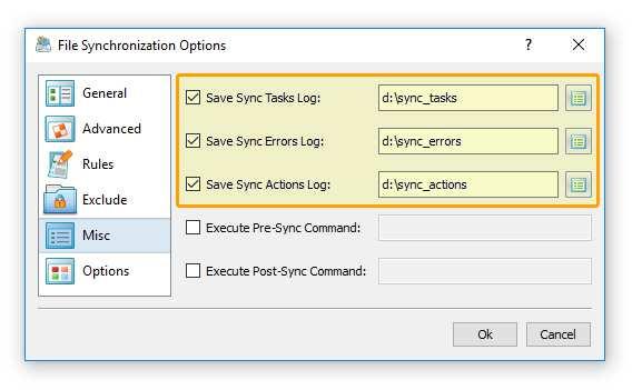 9 File Synchronization Logs DiskBoss provides the ability to save different types of file synchronization logs allowing one to keep track of performed file synchronization operations and record file