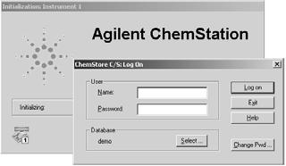 Agilent ChemStore C/S Security Data acquisition, data analysis and data review are password-protected.
