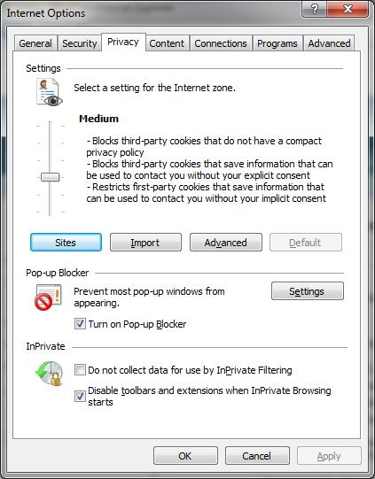 4. Enable cookies in your browser For Internet Explorer: a) In the Internet Options window (see 2a