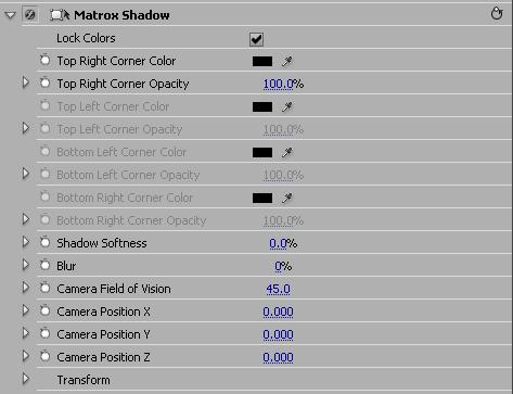 96 Creating a shadow effect The Matrox shadow effect lets you project a realistic shadow from any source containing key information, such as DVEs and titles with an alpha channel.