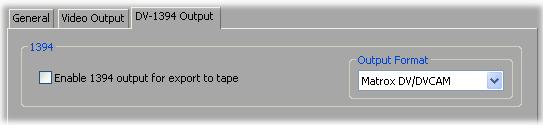 15 Selecting your DV-1394 output settings You can choose to output a sequence from the Timeline panel over the 1394 interface to perform an export to DV tape, and select the format you want for your