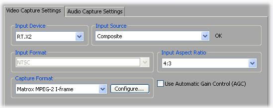 16 Defining your Capture settings The Matrox Capture Settings dialog box has pages that you can use to specify your settings for capturing video and audio in Adobe Premiere Pro on Matrox RT.X2.