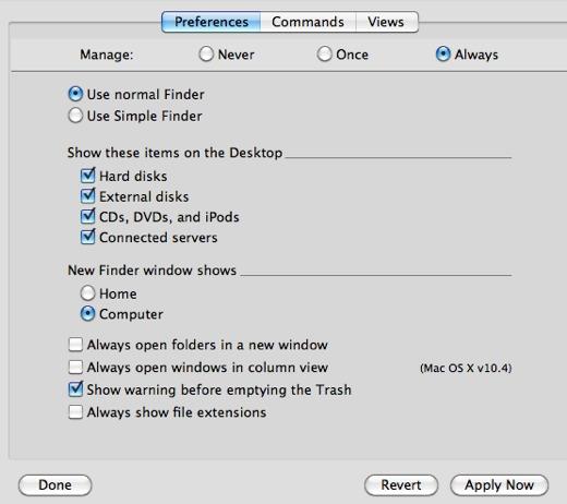 Managing Preferences managed Finder preferences control what users can