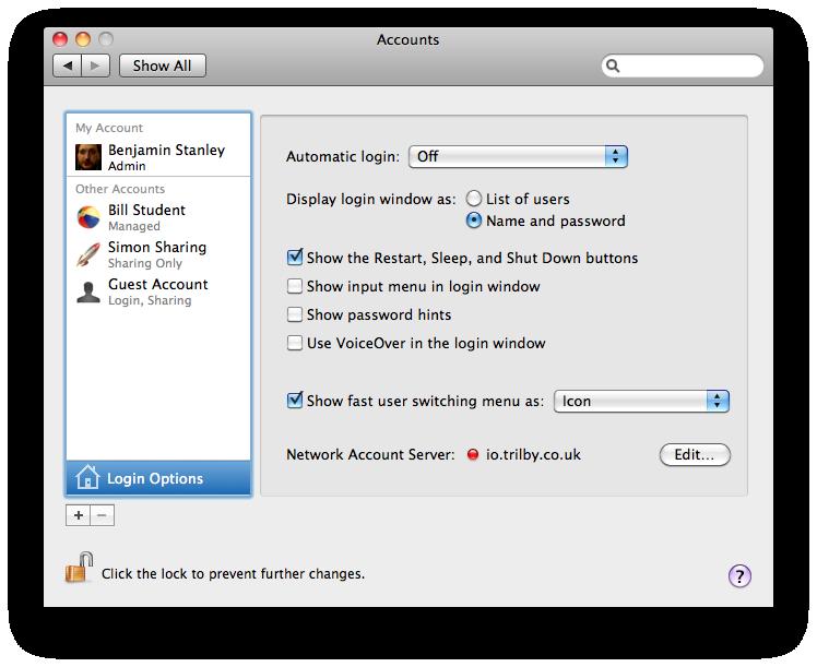 Mac OS X Structure Look at Login Options 1.