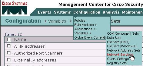 OfficeScan Clients, OfficeScan Server and Trend Micro Policy Server. To do this, select the Configuration> Variables> Network Services menu option.