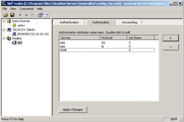 TACACS+ server configuration examples Figure 37: Query parameters added to Authorization Attribute-Value Pairs window 8. Click OK.