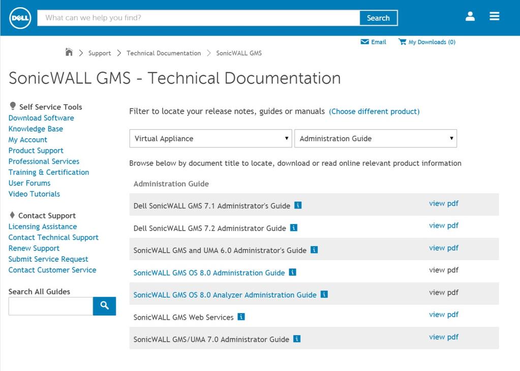 Dell SonicWALL reference documentation is available on the Dell Software Support site: https://support.software.dell.