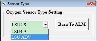 Click Advanced and choose Oxygen Sensor Type 2. There is an interface, the default sensor type is LSU 4.9, you can change it by yourself.