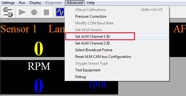 Example 1: modify the Frame2 ALM ID of channel 1 to 0x20. 1) Open Set ALM Channel 1 ID window, and select FRAME2. ALM GUI User Manual_V1.