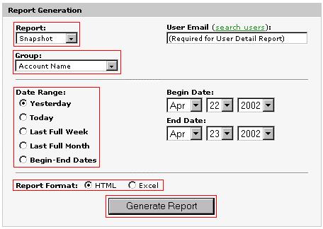 Generate Reports You can get summary and detailed information for your company and users by using the Generate Reports feature.