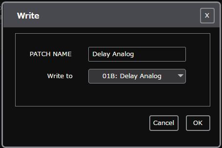 Editing the Parameters Editing Patch Parameters 1. In the function select area (5), click [PATCH], [CONTROL], or [ASSIGN]. 2. In the patch select area (6), select the patch that you want to edit. 3.