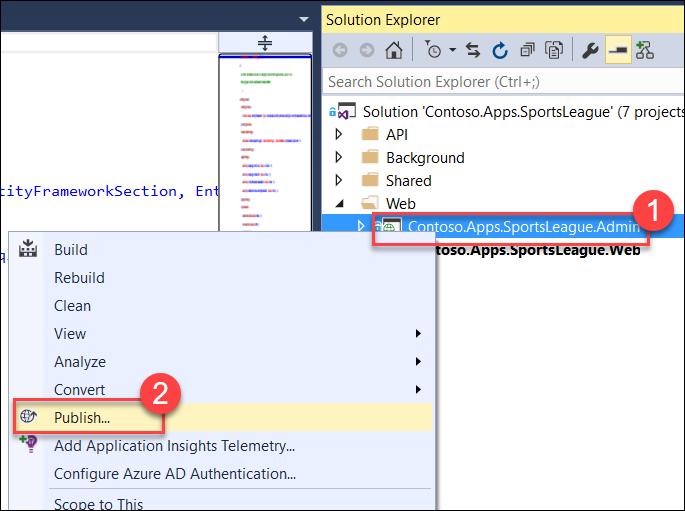 Admin project located in the Web folder using the Solution Explorer
