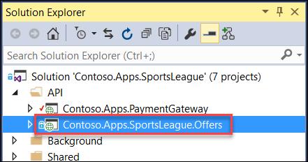 Subtask 4: Deploy the Contoso.Apps.SportsLeague.Offers project in Visual Studio 1.