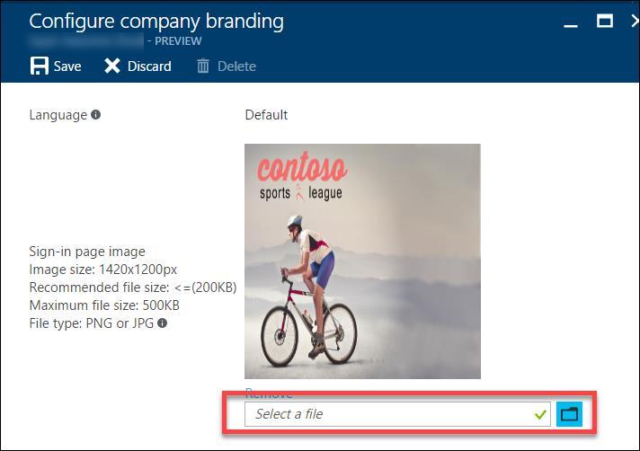 5. On the Configure company branding blade, select the default_signin_illustration.
