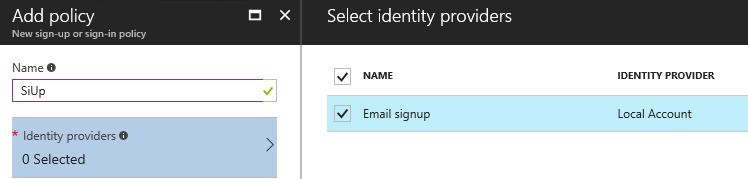 4. Click Identity providers and select "Email signup".
