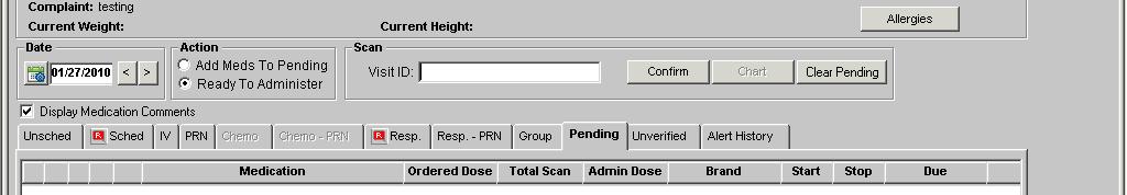 Pending Folder/Tab As meds are scanned,