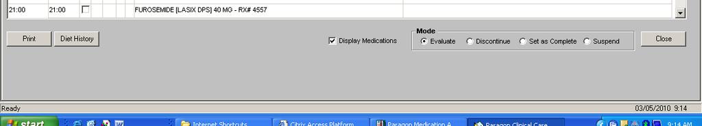 initiated and Display Medications checkbox is selected. 2.