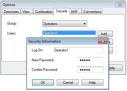 Security tab The Security tab allows users to change their logon password for ION Setup. It also allows Supervisor-level personnel to add or delete users and edit users' passwords.