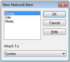 Creating a group 1. Select Insert > Item (or click on the toolbar). The New Network Item dialog appears: 2. Select Group and click OK. 3. Fill in each field in the New Group dialog box.