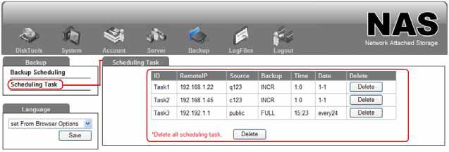 Task Limit A limit of 5 backup tasks can be created at a time.