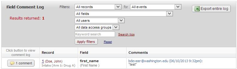 Overview & Export Field Comment Logs are Found in the Applica2on