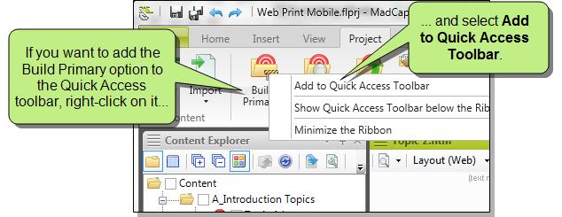 MADCAP FLARE MENUS Flare's user interface includes a menu bar at the top of the program window, containing several