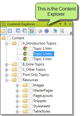 MADCAP FLARE Example How to Open the Content Explorer Do one of the following, depending on the part of the user interface you are using.