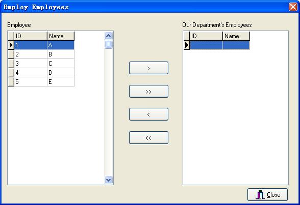 2. Department Management Select a department, click Employee button, the interface as shown below.