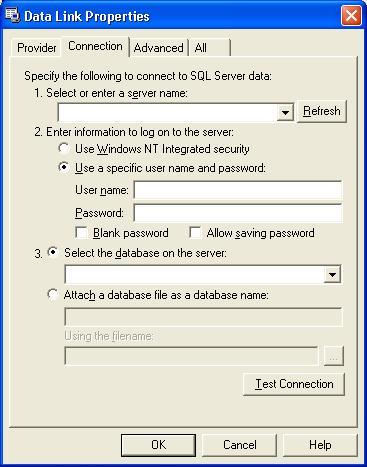 7. System Management Confirm the server name for storing this database, information for logging on this serve, and the database name.