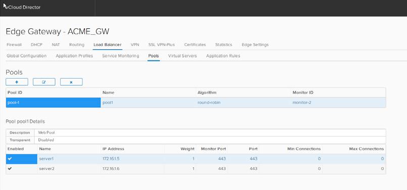Load Balancing The NSX Edge load balancer now helps evenly distribute incoming traffic to a VDC workload with a pool of servers.