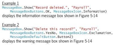 The MessageBox.Show Method (cont'd.